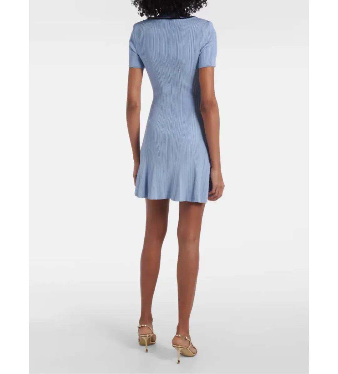 Self Portrait Ribbed Knit Mini Dress Blue Size 10 for rent on The Volte - main image