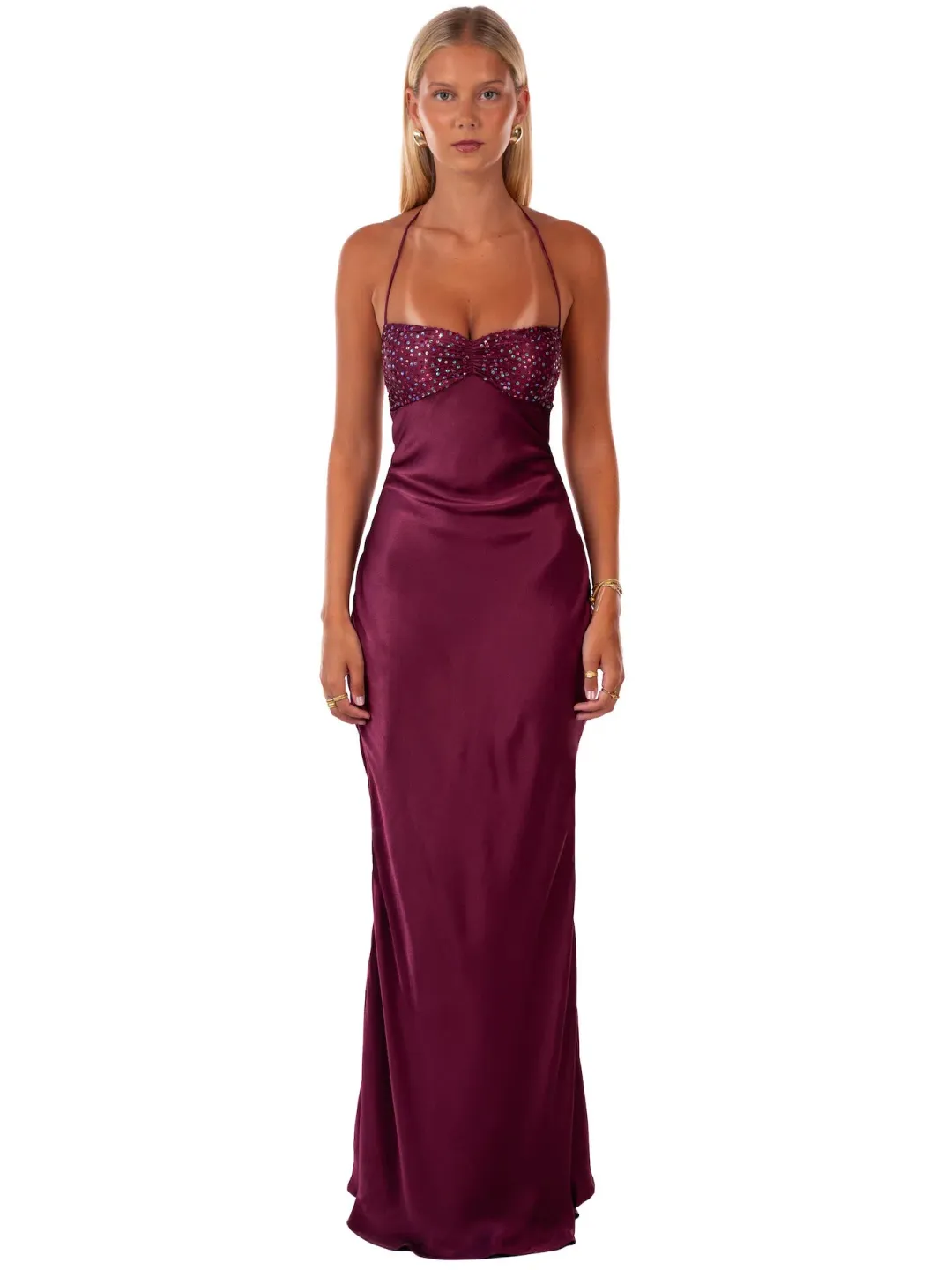 I Am Delilah Jade Maxi Dress in Berry Size M AU 10 for rent on The Volte - main image
