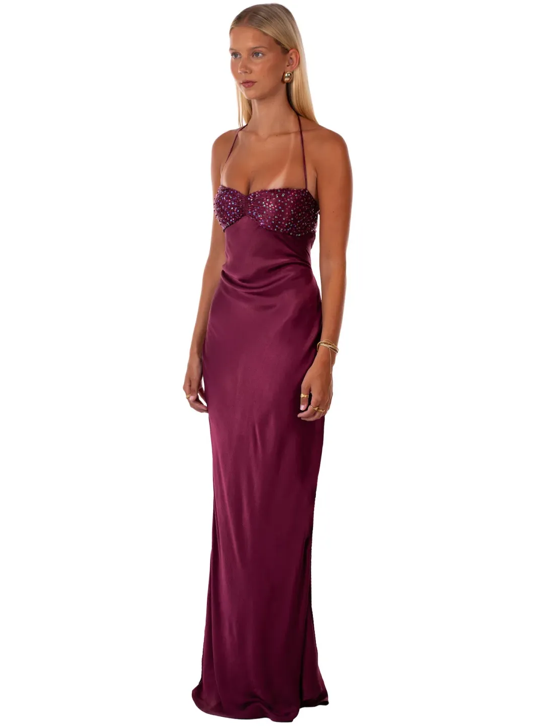 I Am Delilah Jade Maxi Dress in Berry Size S AU 8 for rent on The Volte - main image