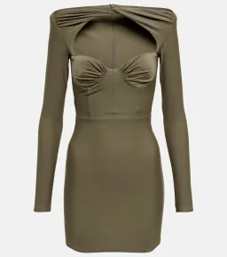 Alex Perry Barett Cutout Mini dress in Khaki AU 6 for rent on The Volte - image 5
