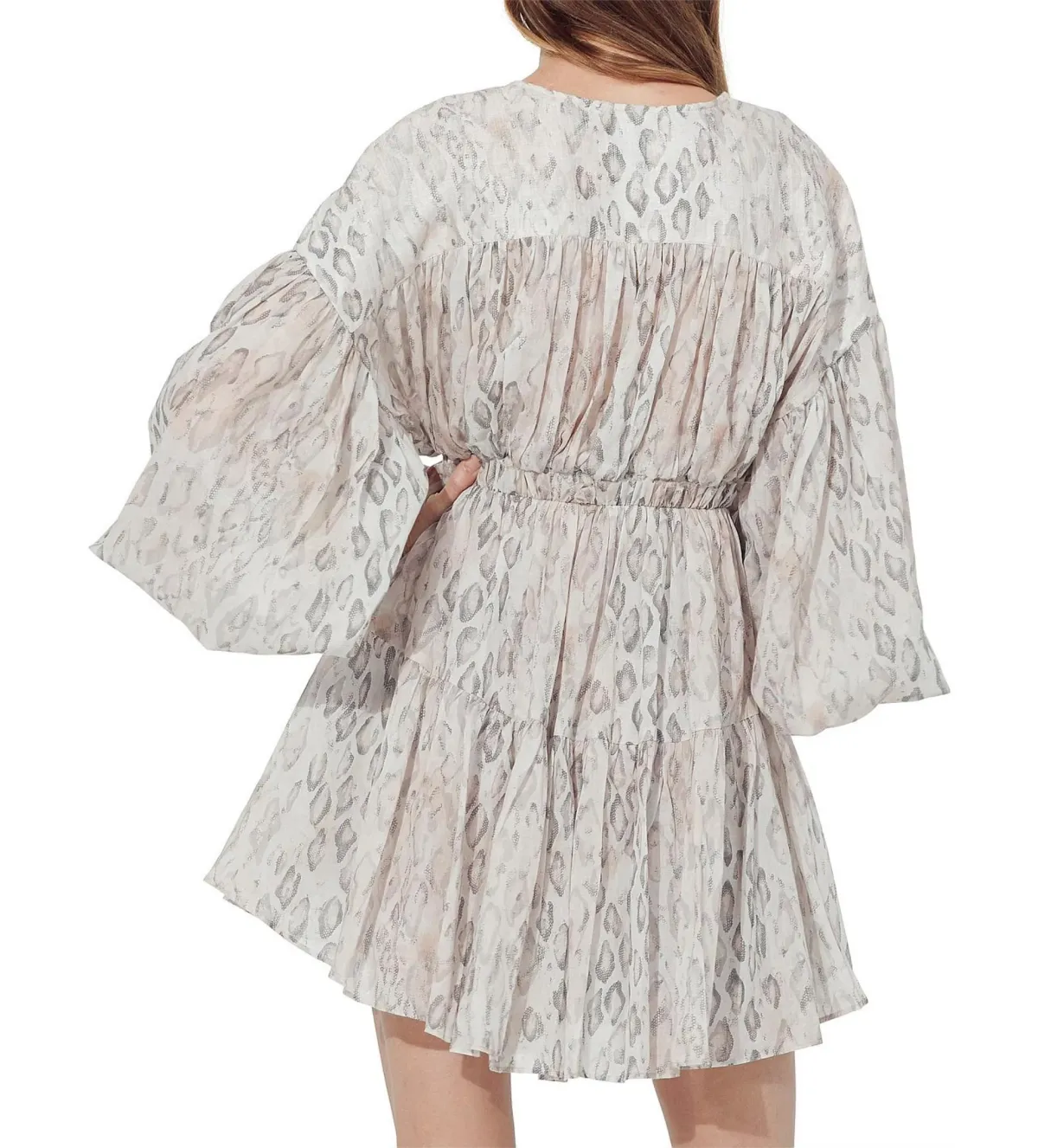 Aje Arabella Wrap Mini Dress in White Serpentes Size AU 6 - Image 2