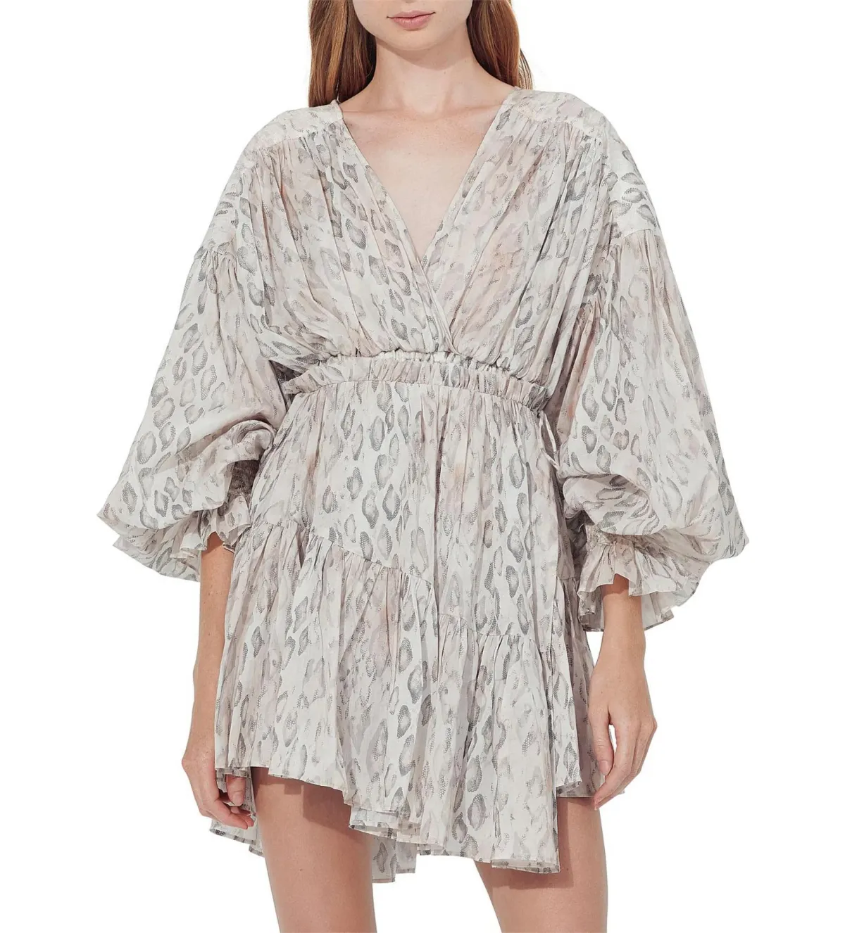 Aje Arabella Wrap Mini Dress in White Serpentes Size AU 6 - Image 1