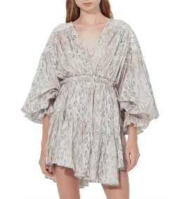 Aje Arabella Wrap Mini Dress in White Serpentes Size AU 6 for rent on The Volte - image 1