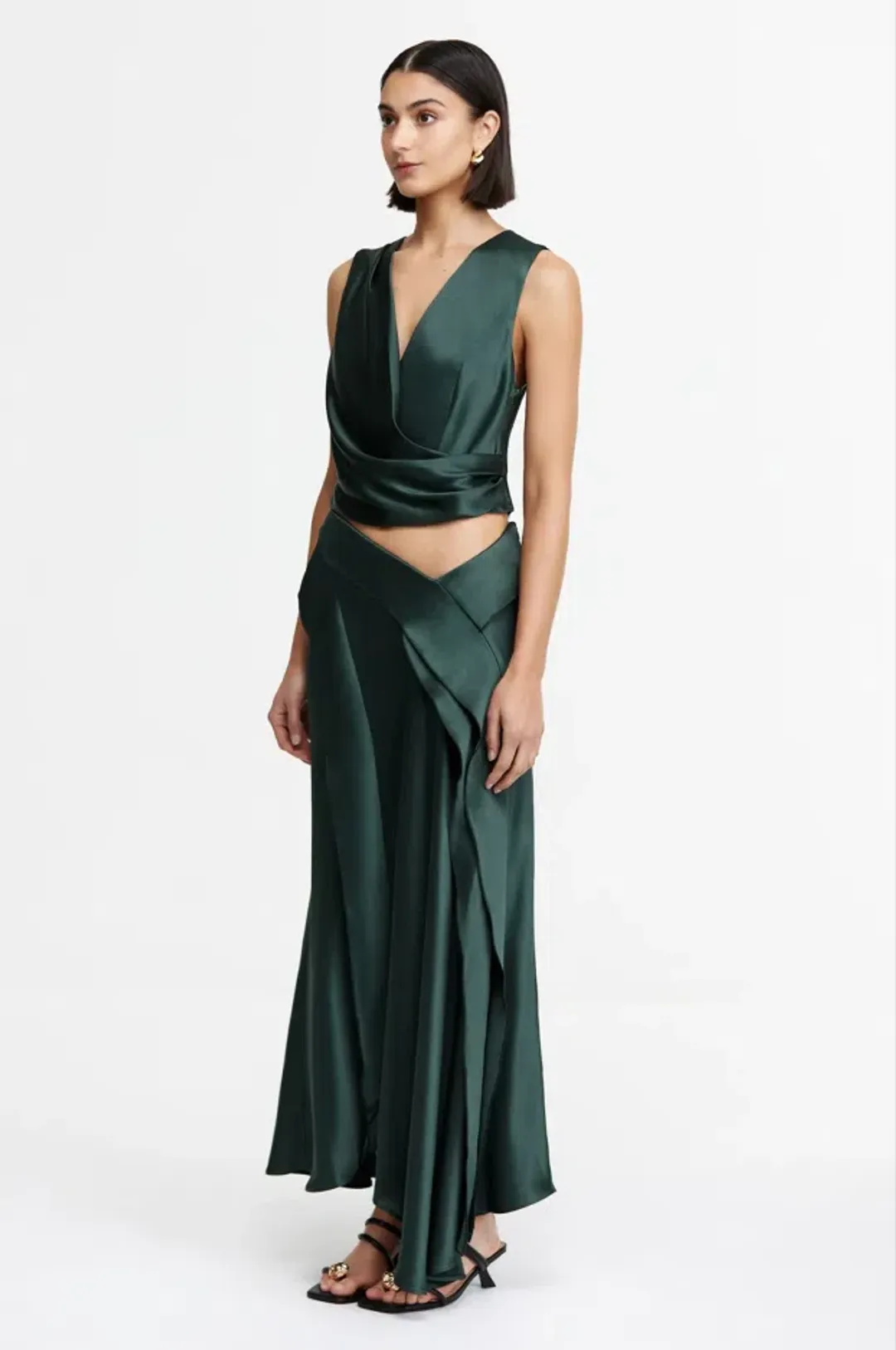 Acler Asney Top and Yewdale Maxi Skirt Deep Olive Size 6 for rent on The Volte - main image