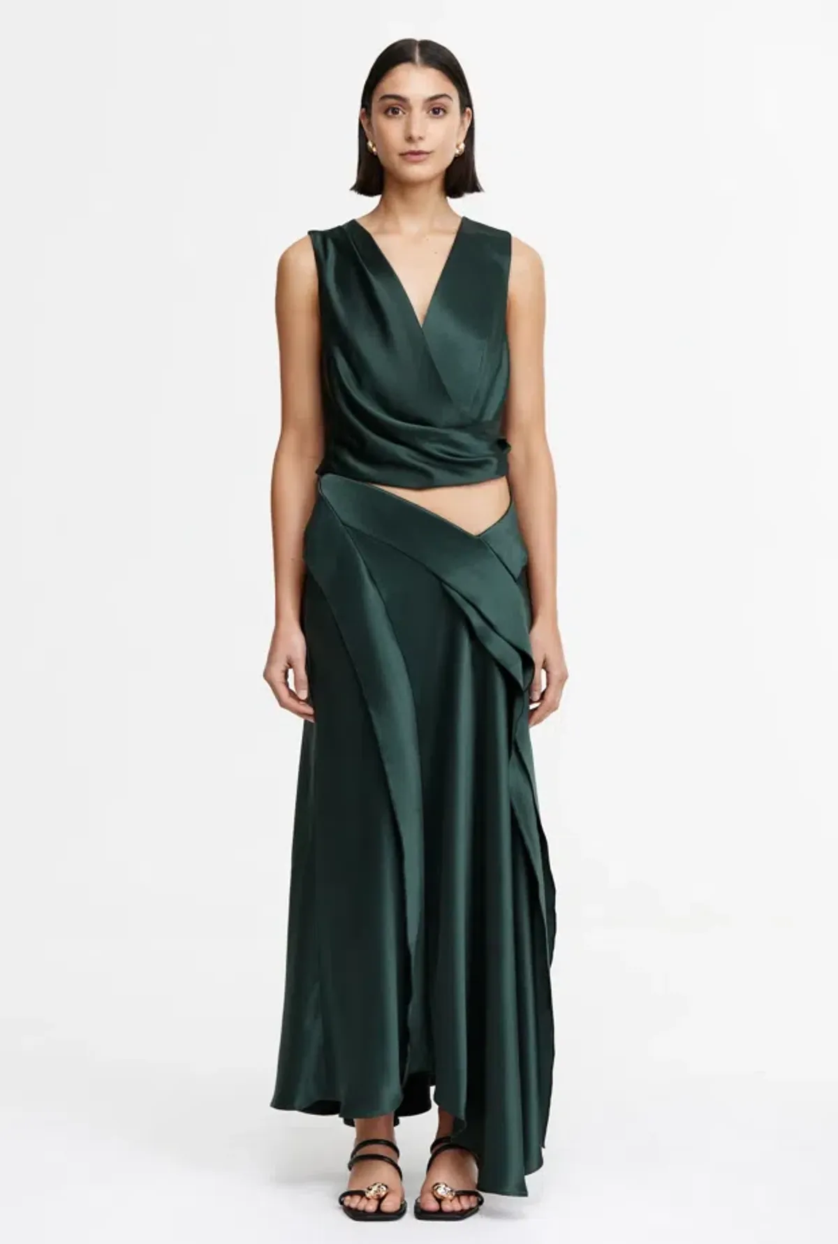 Acler Asney Top and Yewdale Maxi Skirt Deep Olive Size 6 for rent on The Volte - main image