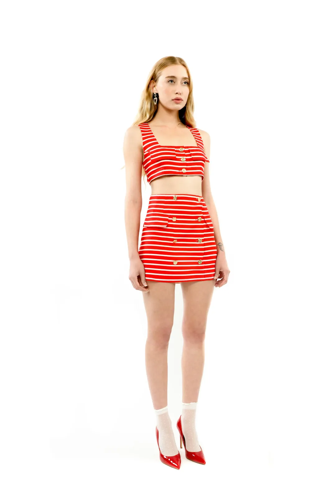 ALICE By Alice McCall Faith Crop Top Red White Stripe Size 12 for rent on The Volte - main image