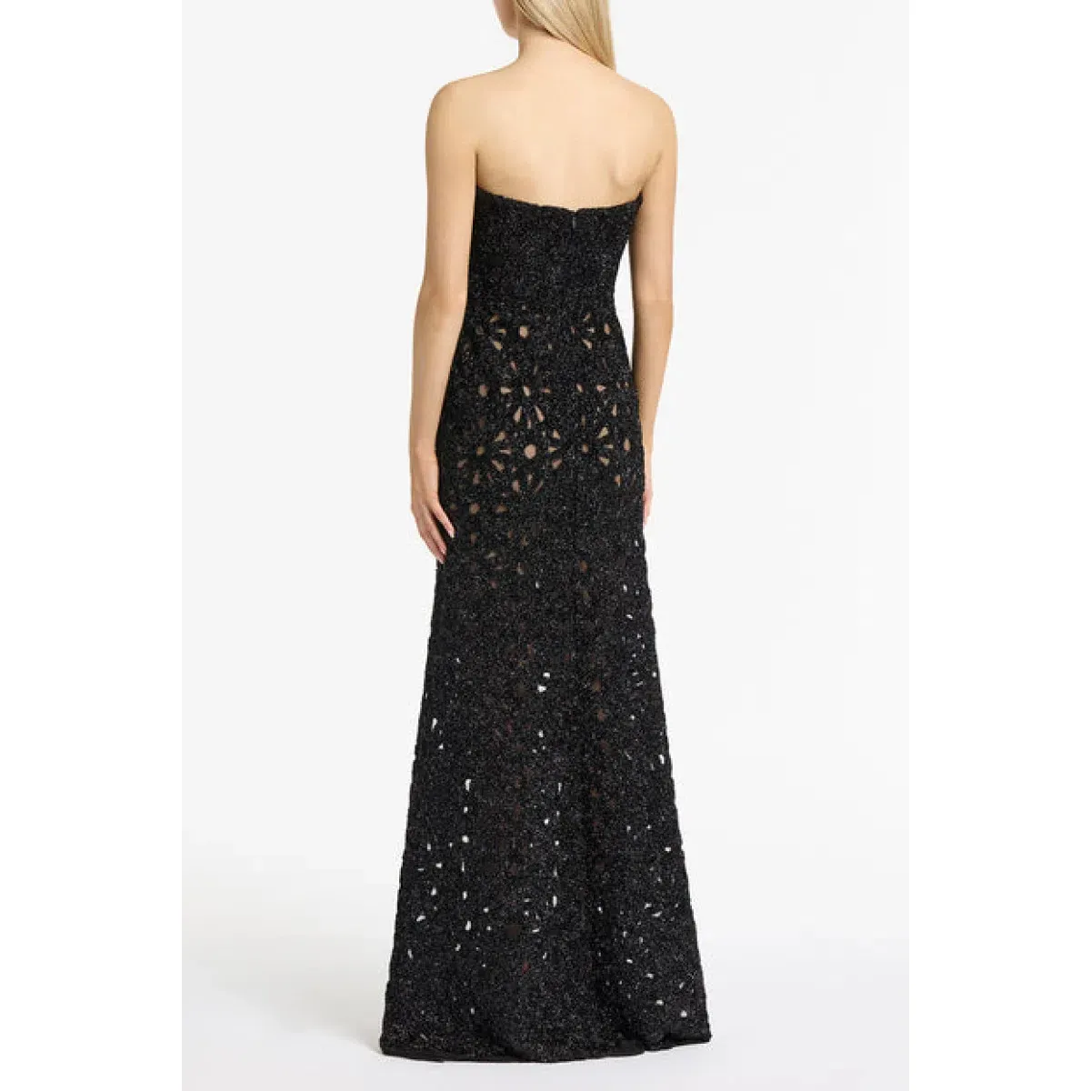 Carla Zampatti Black Lurex Encrusted Sheer Gown Size 12 - Image 2