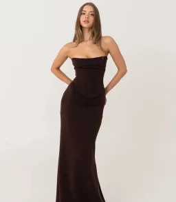 Hntr The Label Louie Gown Brown Size 8 for rent on The Volte - image 1