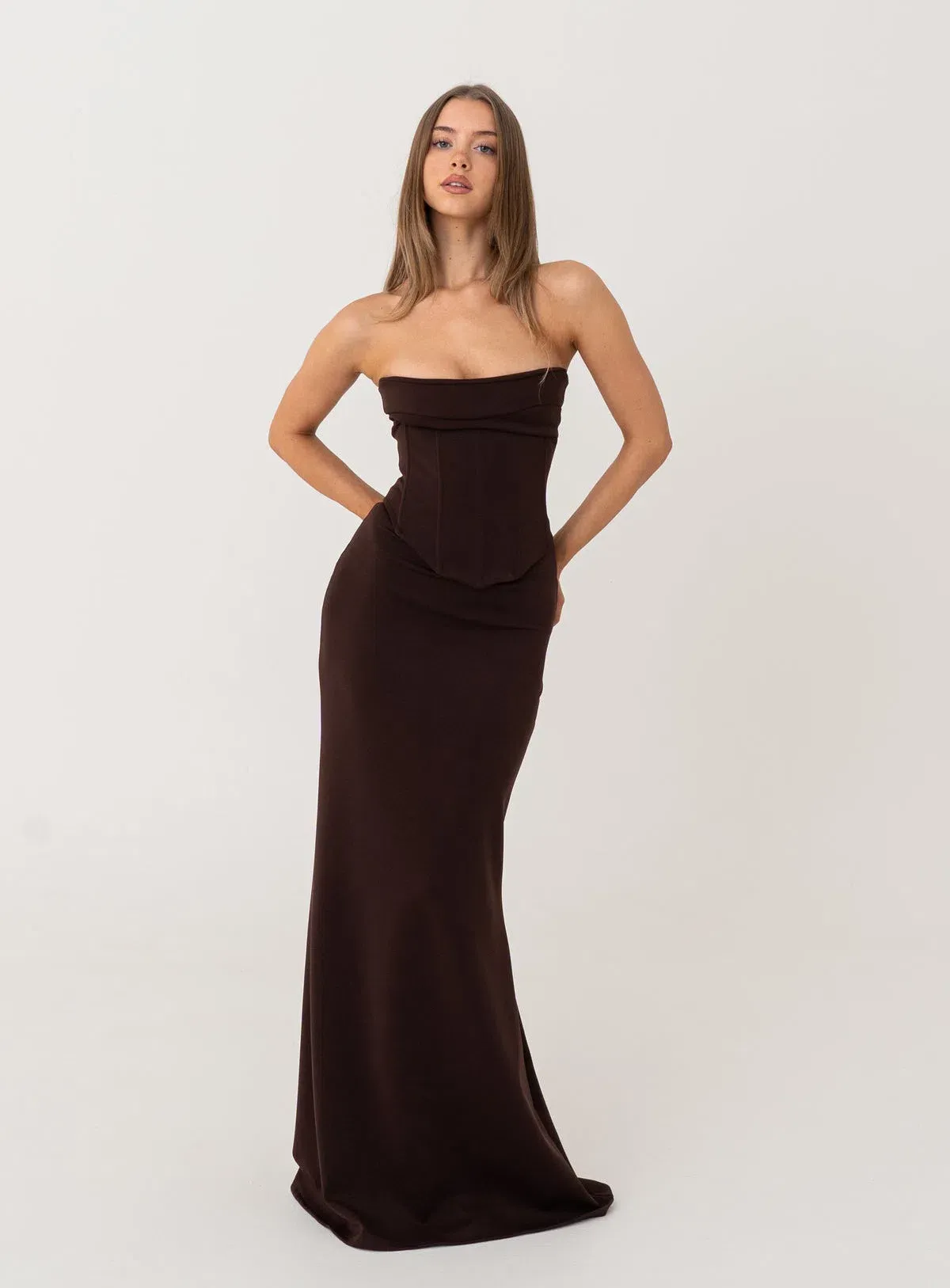 HNTR the Label Louie Maxi Gown in Brown Size 6 - Image 1
