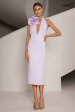 Elle Zeitoune Angela Lavender Outlet Midi Dress Lilac Size 8 for rent on The Volte - image 1