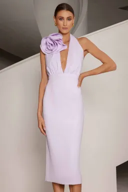 Elle Zeitoune Angela Lavender Outlet Midi Dress Lilac Size 8 for rent on The Volte - image 2