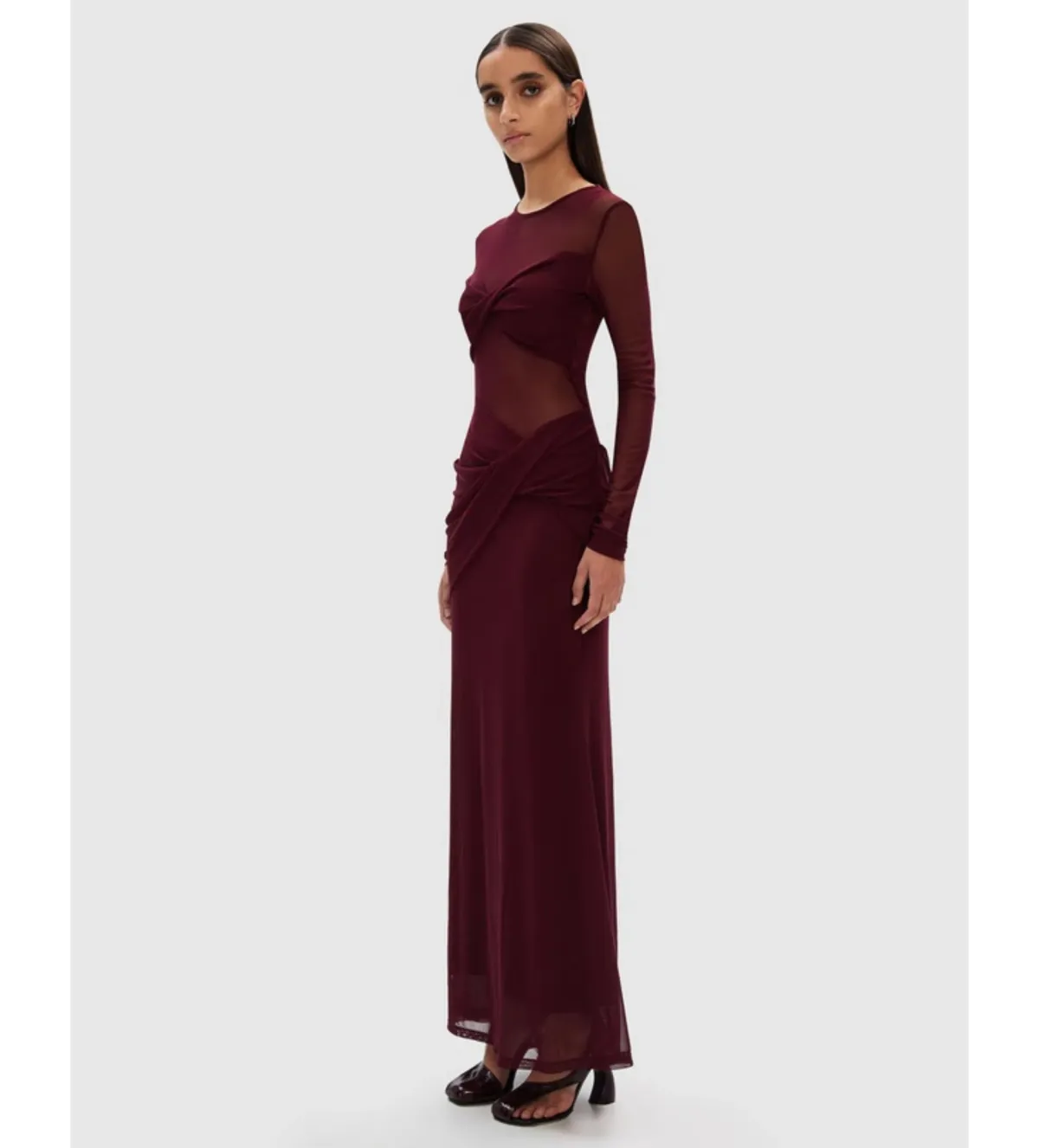 Misha Abelia Mesh Maxi Dress In Berry Size 10 - Image 3