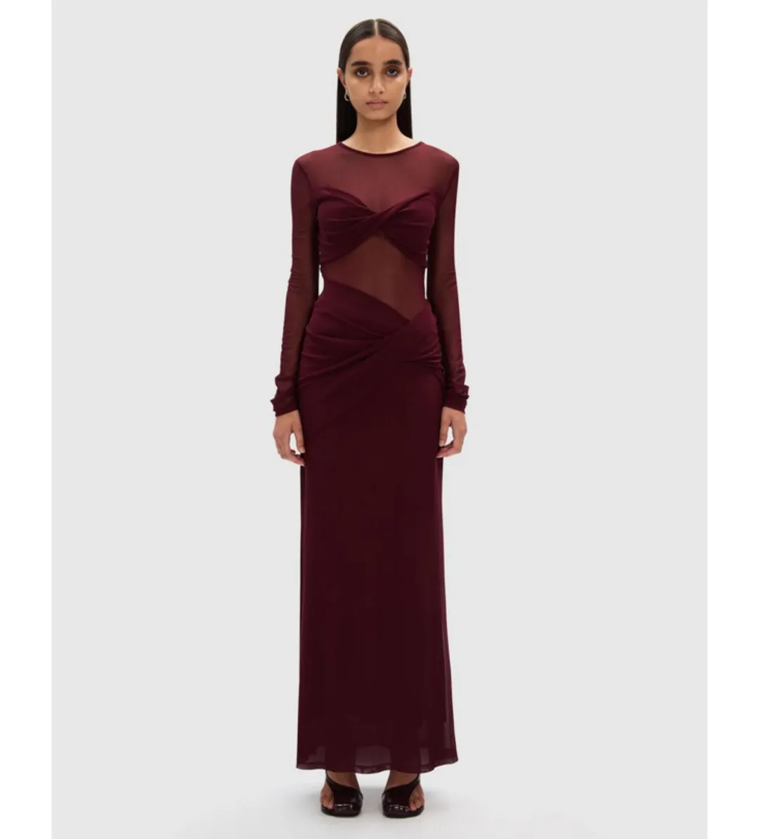 Misha Abelia Mesh Maxi Dress In Berry Size 10 for rent on The Volte - main image