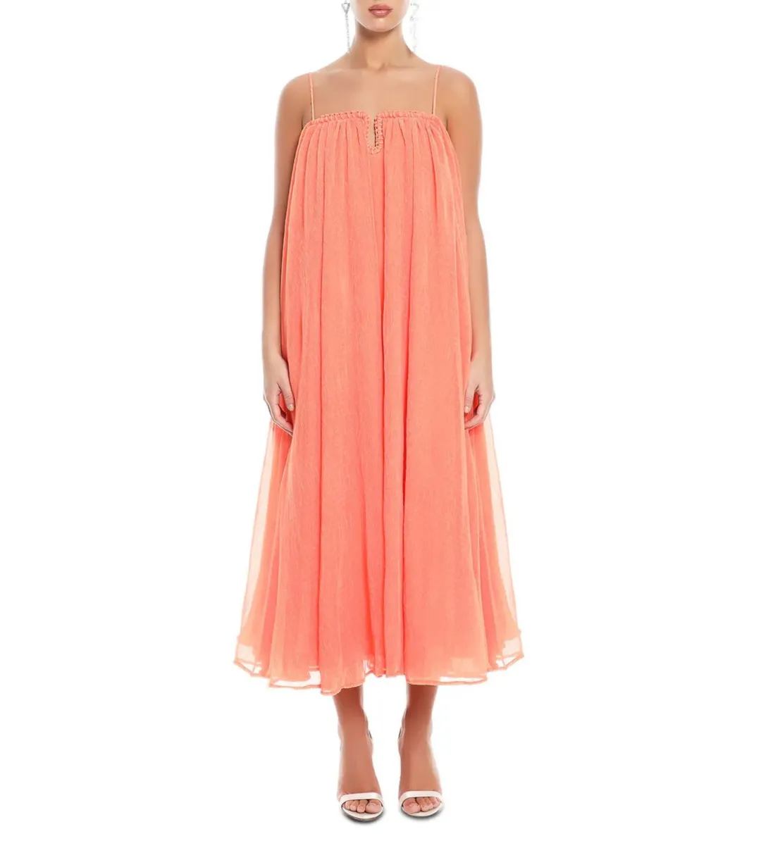 Aje Filigree Sweetheart Midi Dress Sunset Orange Size AU 12 for rent on The Volte - main image