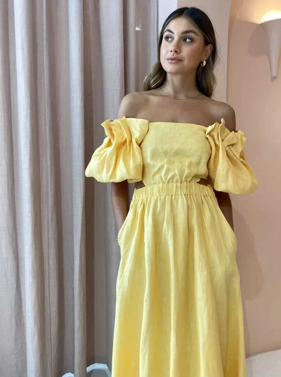 Sovere Noble Maxi Dress Buttercup Size AU 10 for rent on The Volte - main image