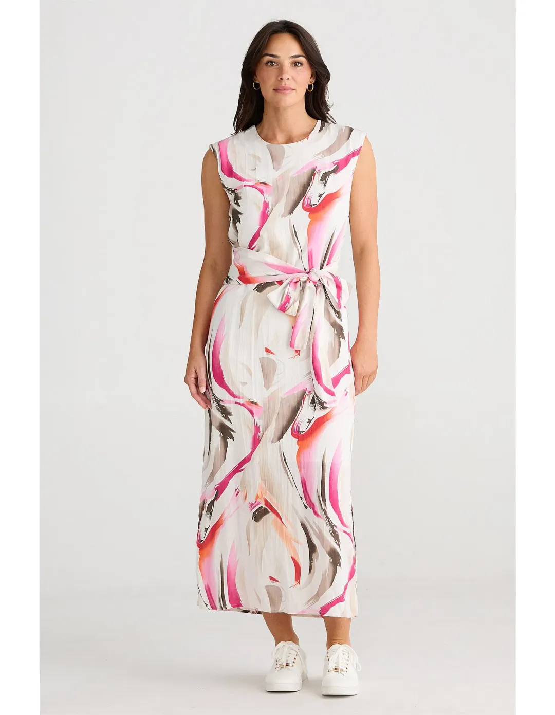 Brave + True Turning Point Dress Midi Dress in Boysenberry Swirl Print Size 10/M for rent on The Volte - main image