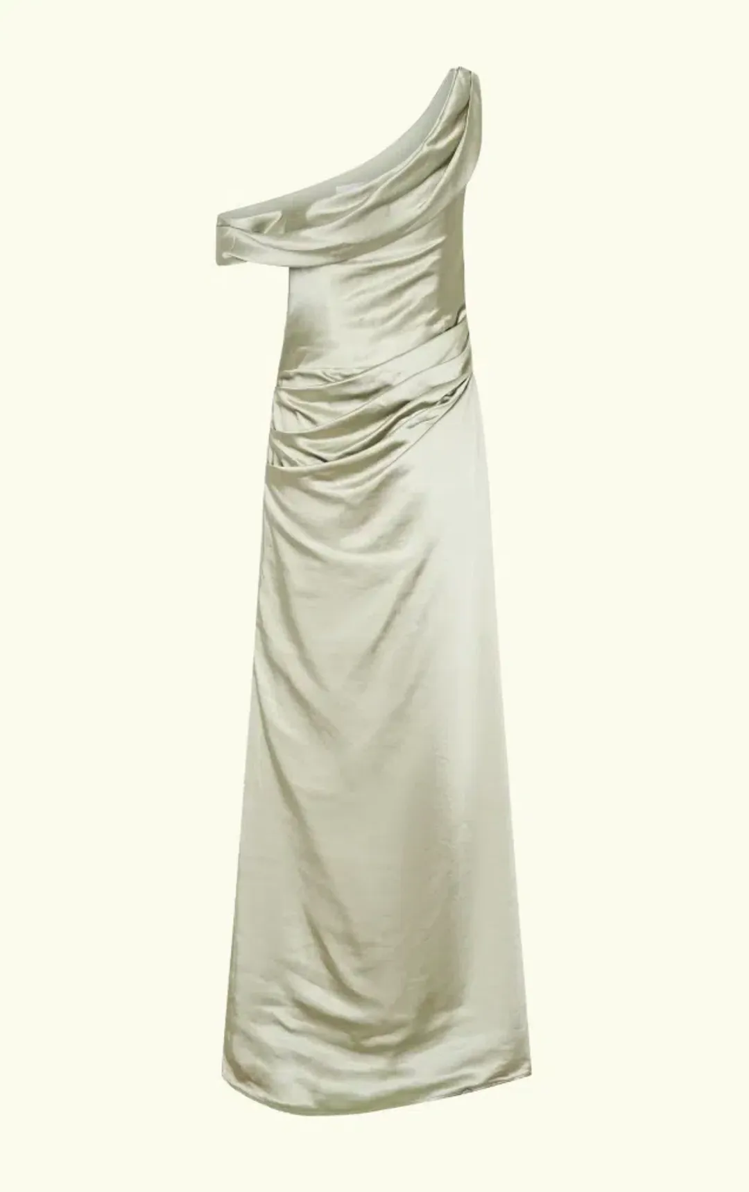 Meshki Dalia Off Shoulder Satin Maxi Dress Maxi Sage Size 8/S for rent on The Volte - main image