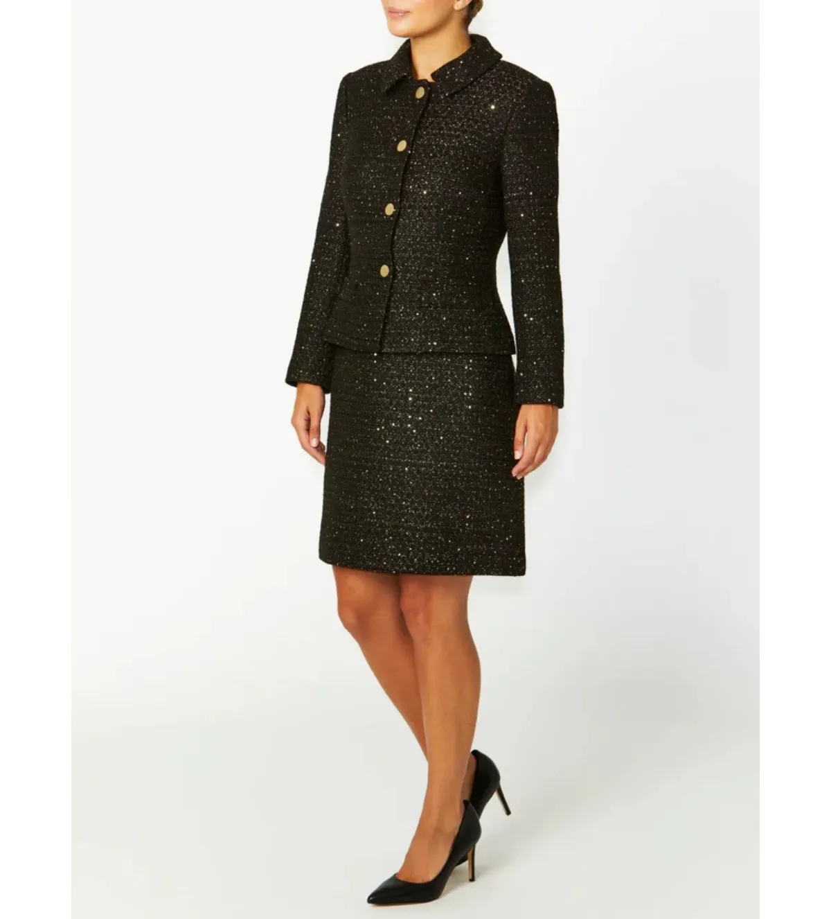 Anthea Crawford Cara Tweed Jacket Black One Size - Image 2
