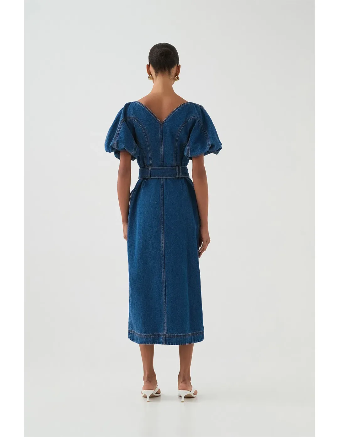 Aje Harper Denim Midi Dress in Classic Wash Size 6/XS for rent on The Volte - main image