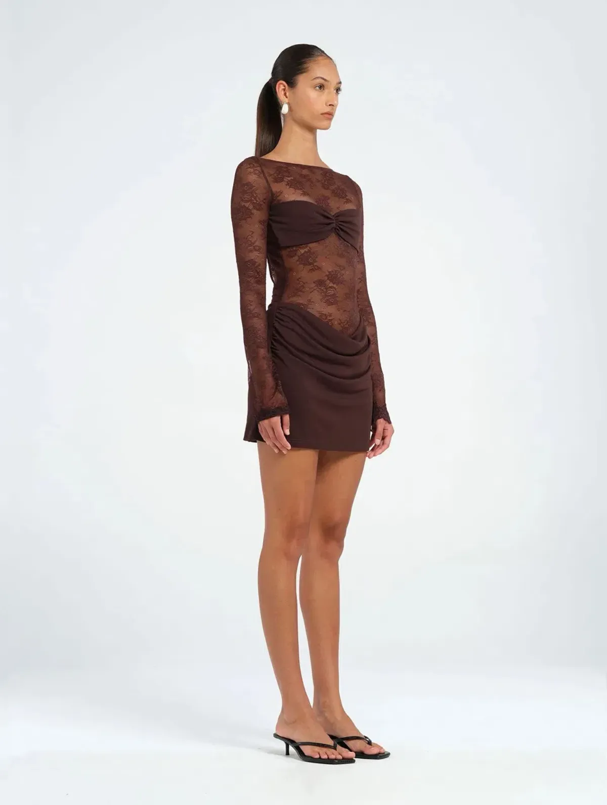 BENNI Oskar Mini Dress in Chocolate Size AU8 - Image 2