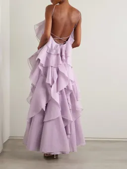 Aje Pandorea Layered Maxi Dress Purple Size 10 for rent on The Volte - image 2