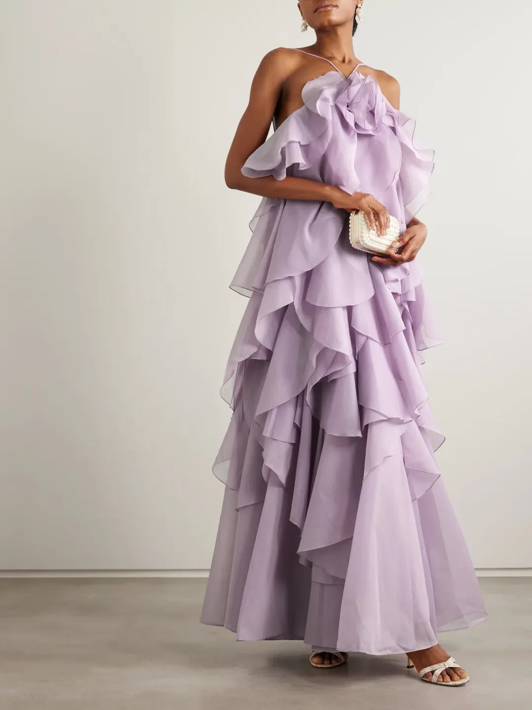 Aje Pandorea Layered Maxi Dress Purple Size 10 for rent on The Volte - main image