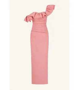 Shona Joy Campbell Ruffle Draped Maxi Dress in Bubblegum Size AU 10 for rent on The Volte - image 5