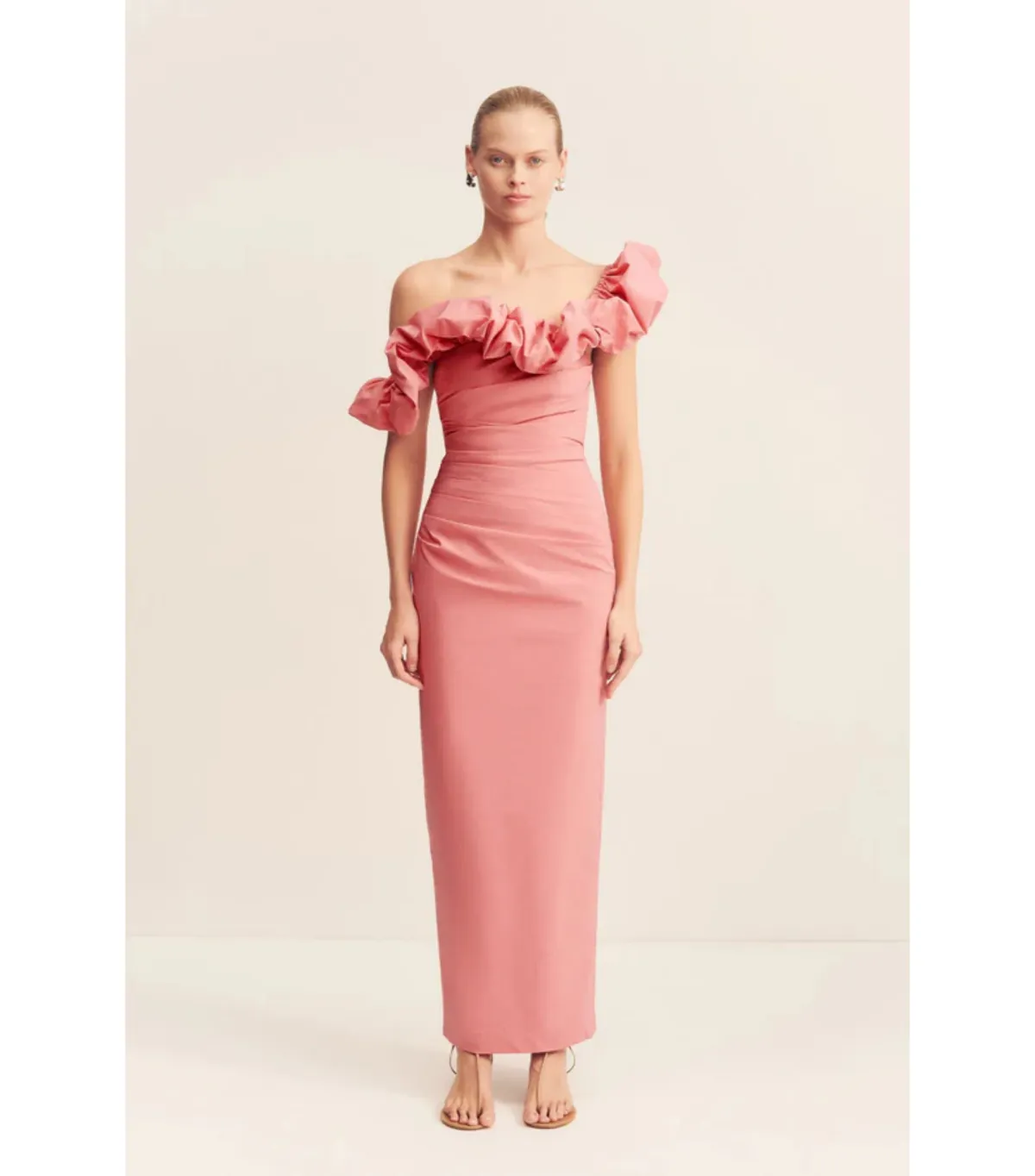 Shona Joy Campbell Ruffle Draped Maxi Dress in Bubblegum Size AU 10 - Image 2