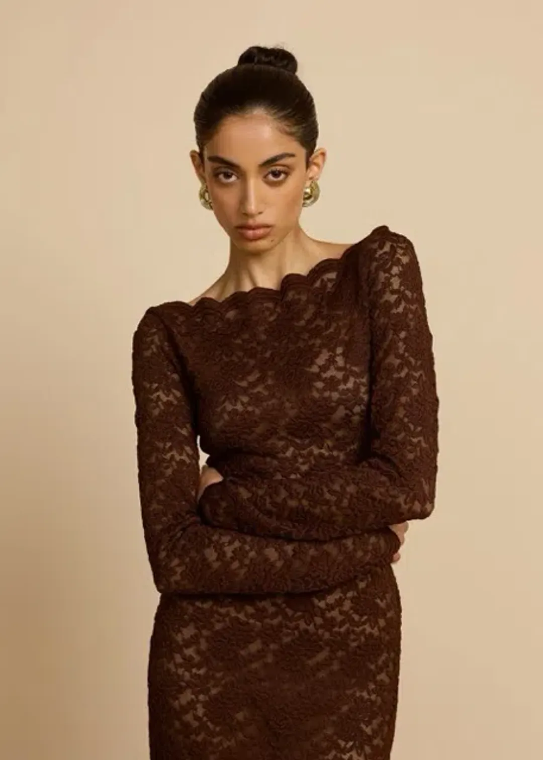 Arcina Ori Monet Maxi Dress Chocolate Brown Size M AU 10 for rent on The Volte - main image