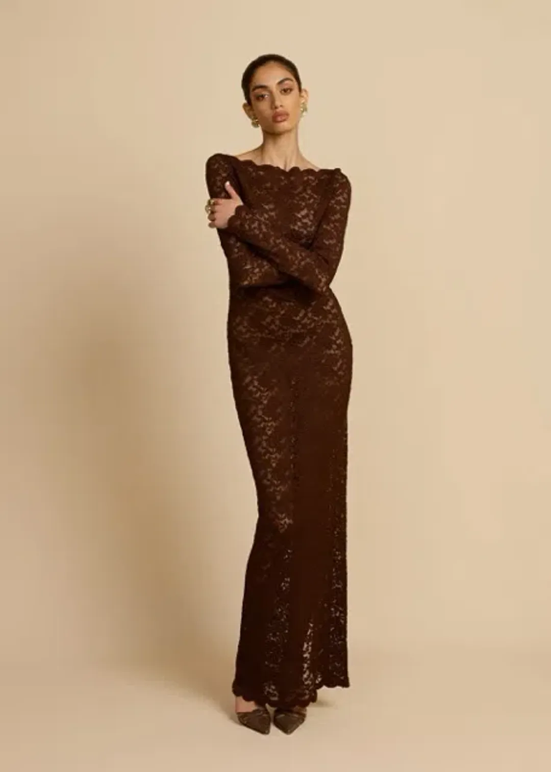 Arcina Ori Monet Maxi Dress Chocolate Brown Size M AU 10 for rent on The Volte - main image
