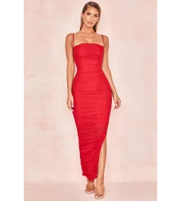 House Of CB Fornarina Organza Mesh Maxi Dress in Red Size AU12 for rent on The Volte - image 1