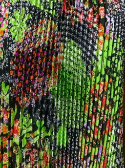 Versace Green Multicolor Plisse Tent Mini Dress Sleeveless Made in Italy Size 38 for rent on The Volte - image 7