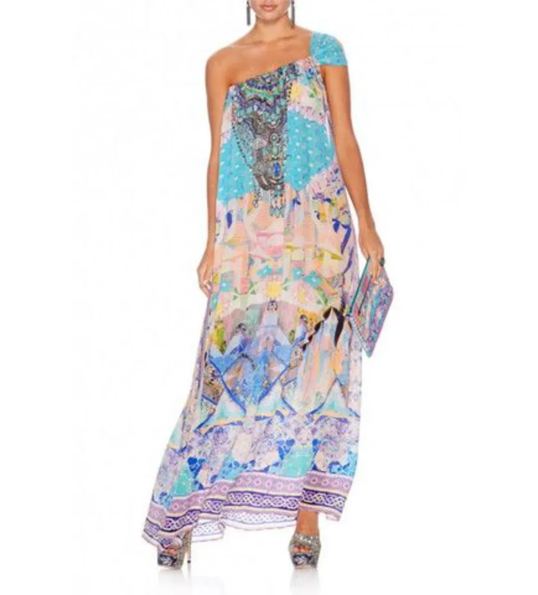 Camilla Gaudi Tribute Drawstring Dress Multi Print One Size for rent on The Volte - main image