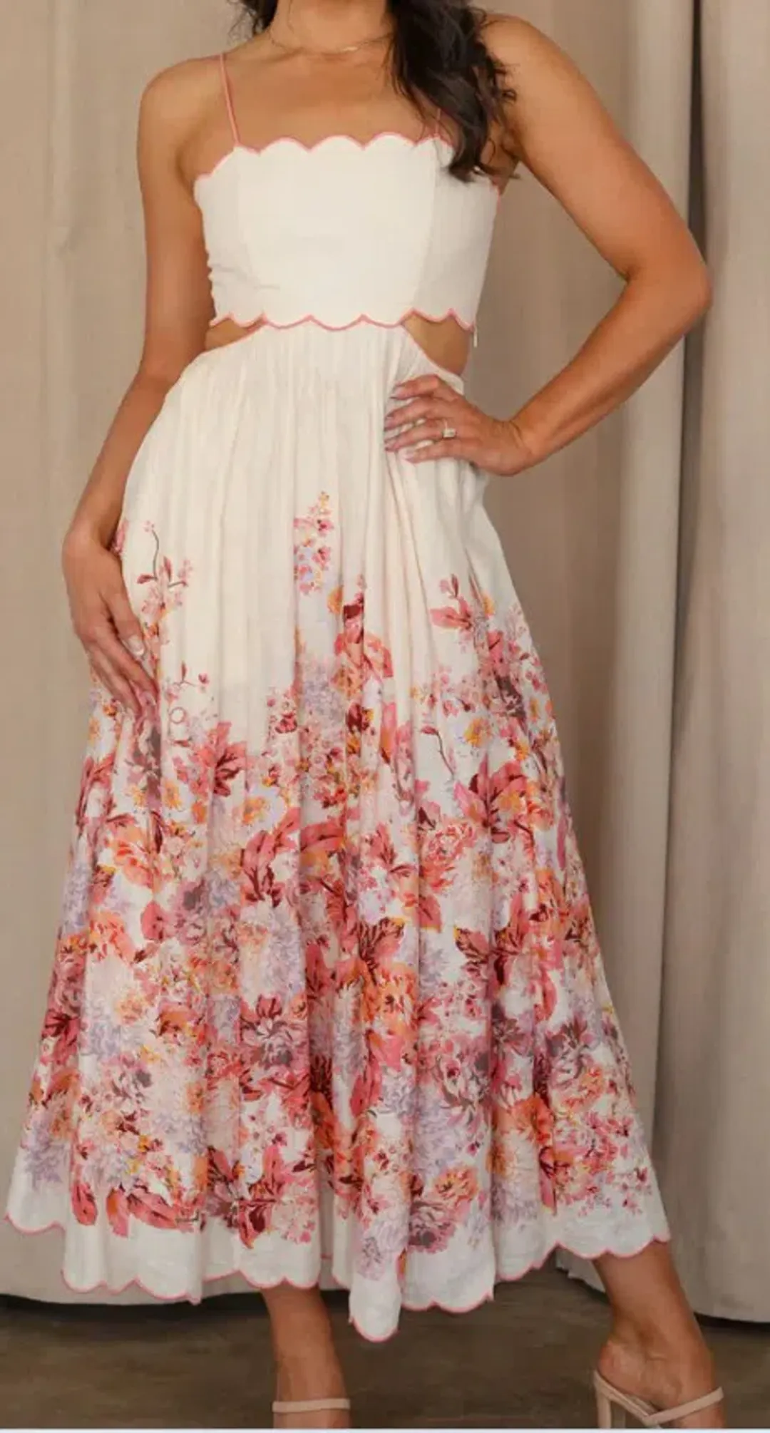 Zimmermann Devi Scallop Midi Dress Size 0 for rent on The Volte - main image