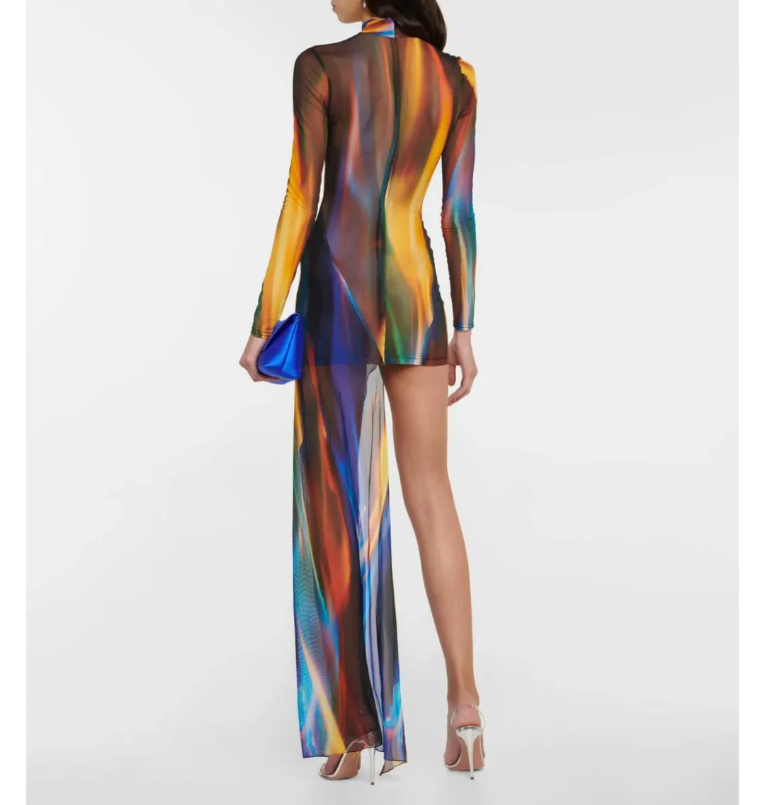 David Koma Draped Sheer Mesh Mini Dress Print Size 6 for rent on The Volte - main image
