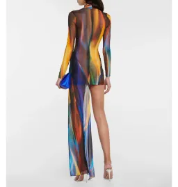 David Koma Draped Sheer Mesh Mini Dress Print Size 6 for rent on The Volte - image 2
