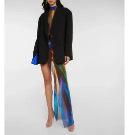 David Koma Draped Sheer Mesh Mini Dress Print Size 6 for rent on The Volte - image 1