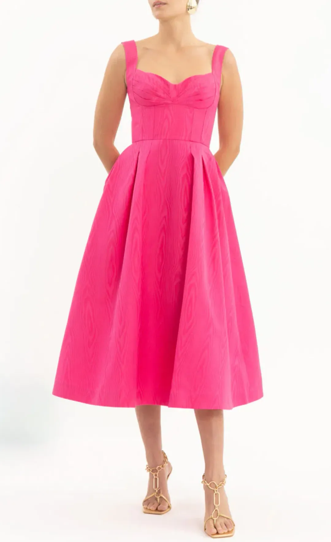 Rebecca Vallance Lyla Midi Dress Hot Pink Size 16 for rent on The Volte - main image