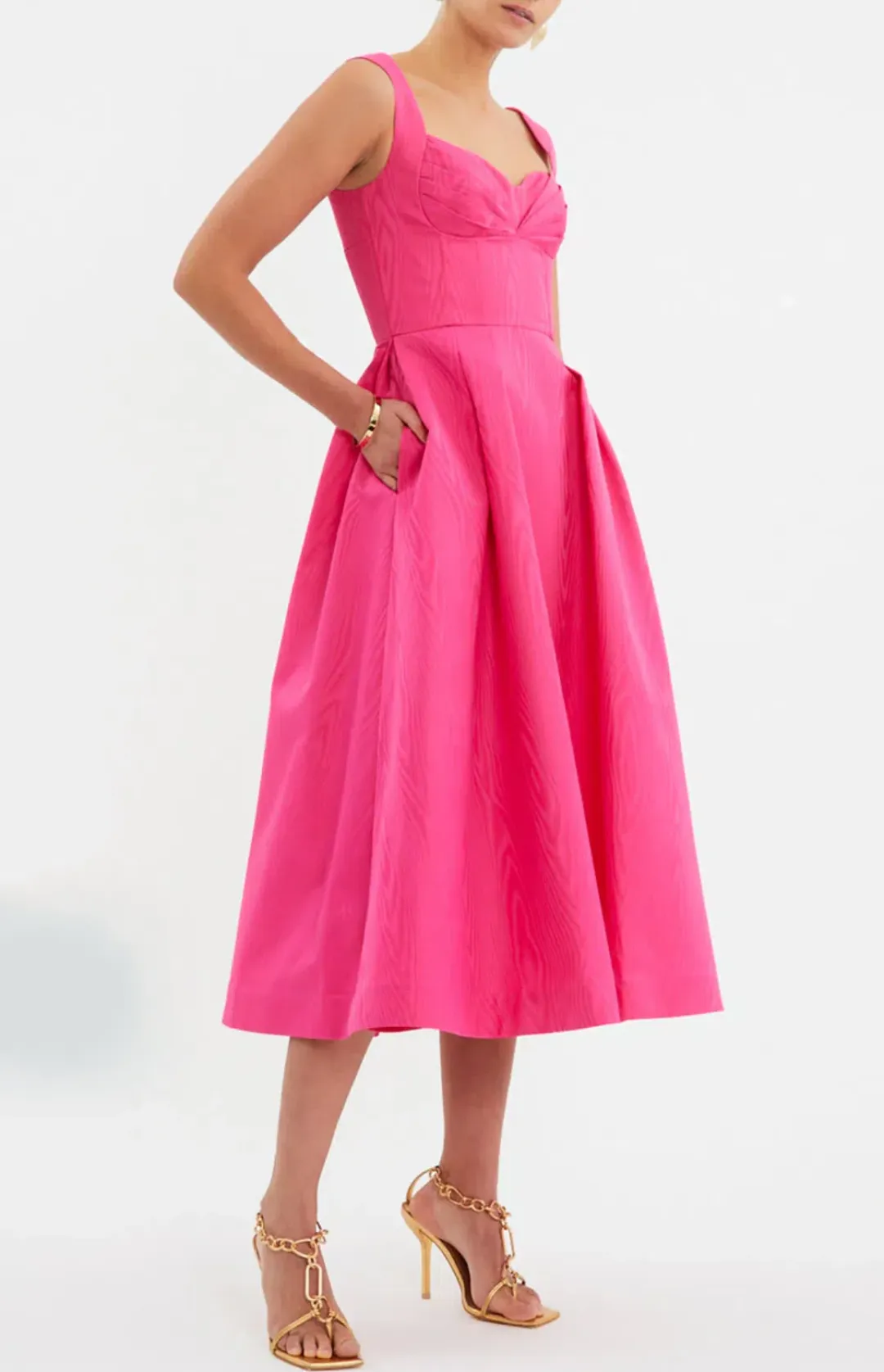 Rebecca Vallance Lyla Midi Dress Hot Pink Size 16 for rent on The Volte - main image