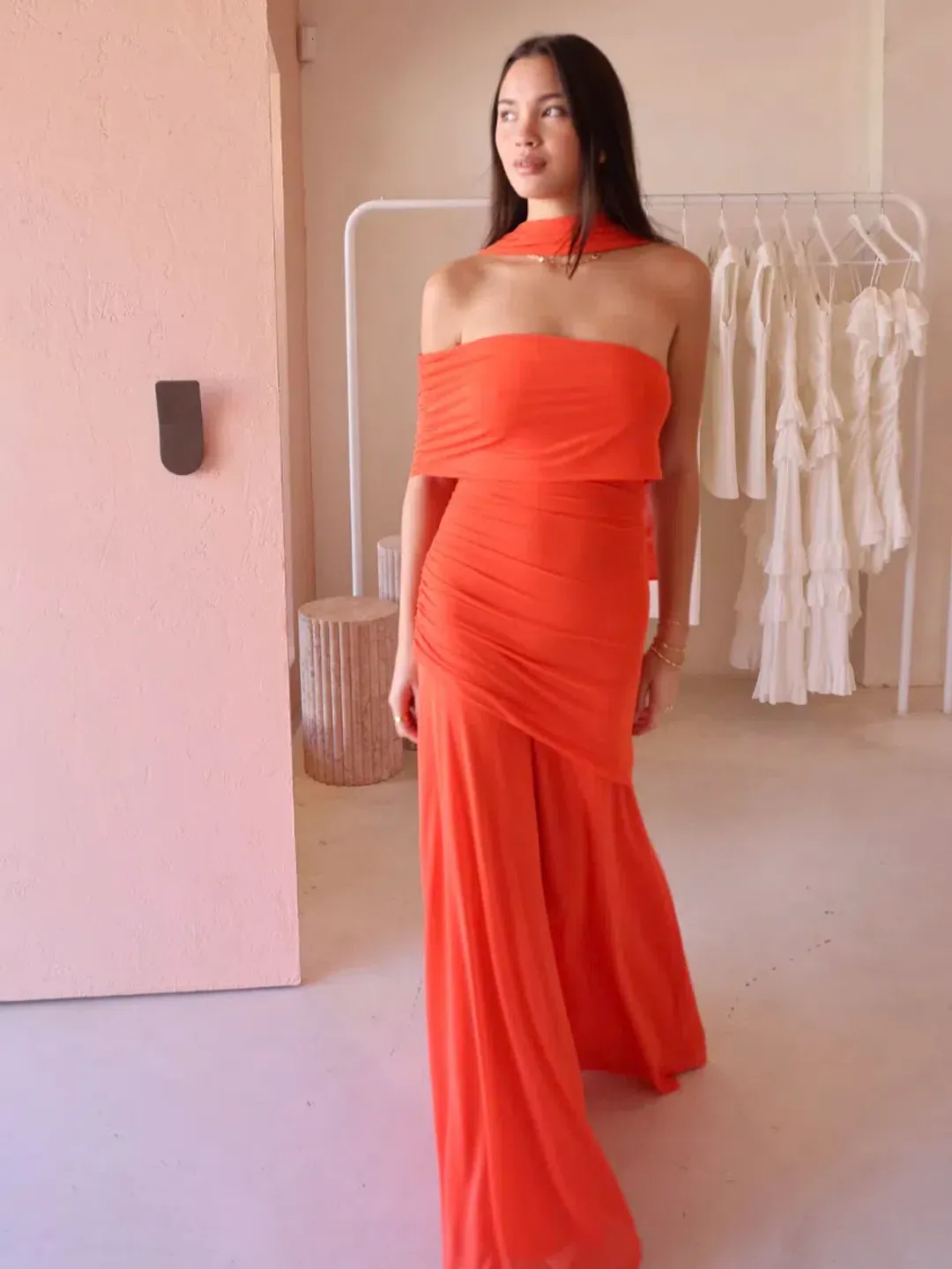 By Nicola By Nicola Fiesta Off Shoulder Maxi Dress in Fiesta Size 8 for rent on The Volte - main image