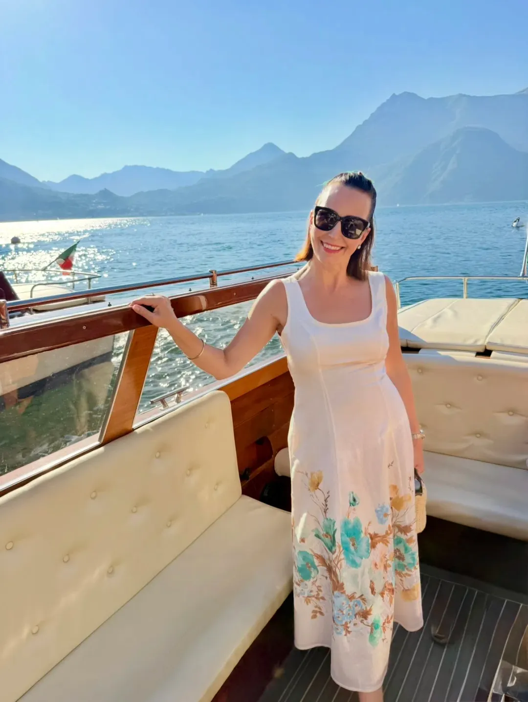 Zimmermann The Scarborough Midi Dress in Cream/Teal Floral Size 1 / AU 10 for rent on The Volte - main image