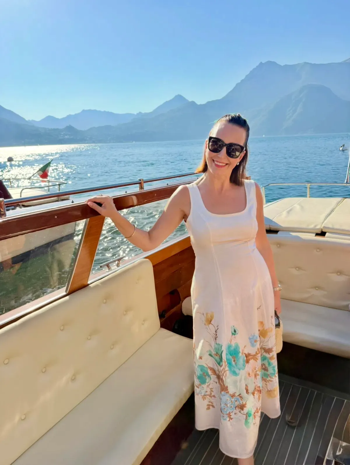 Zimmermann The Scarborough Midi Dress in Cream/Teal Floral Size 1 / AU 10 for rent on The Volte - main image