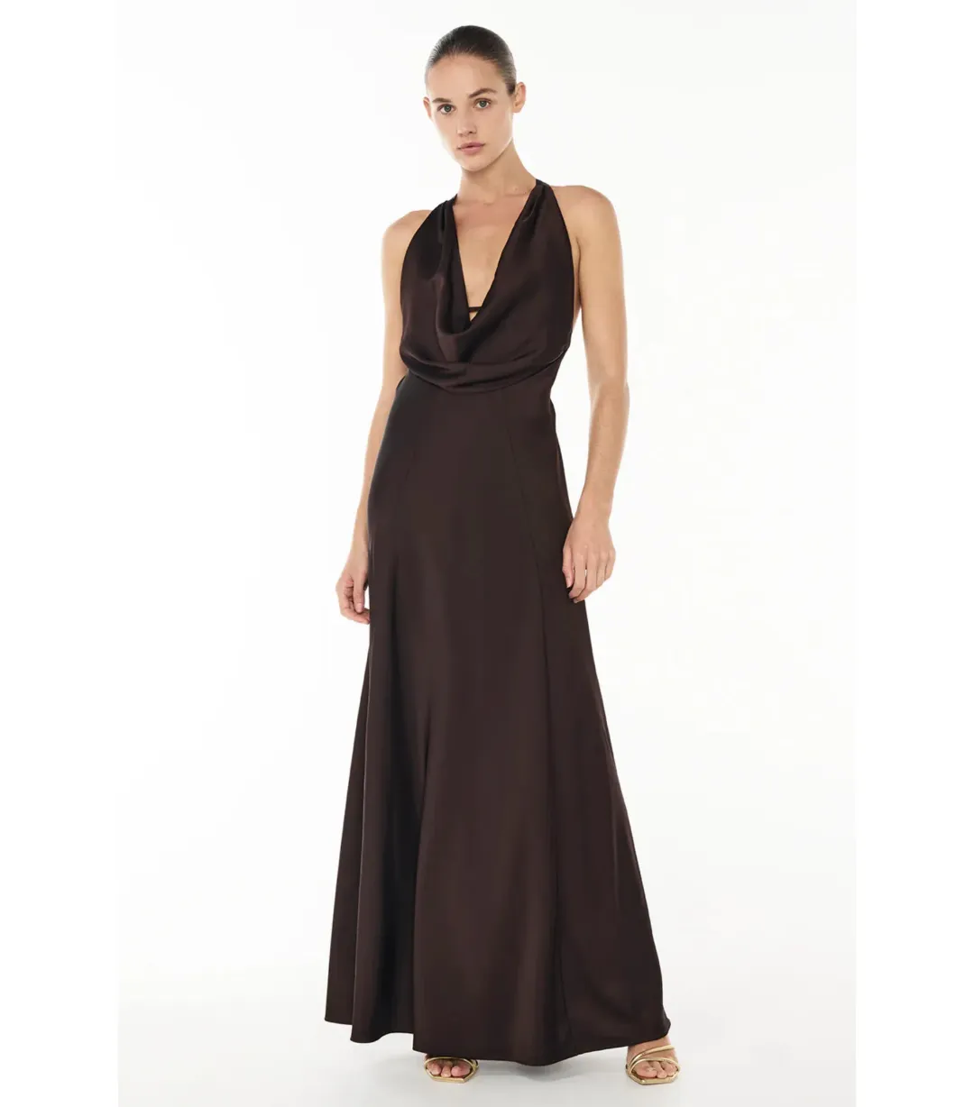 Manning Cartell Charmed Cowl Slip Maxi Dress in Dark Chocolate Brown AU 6 for rent on The Volte - main image