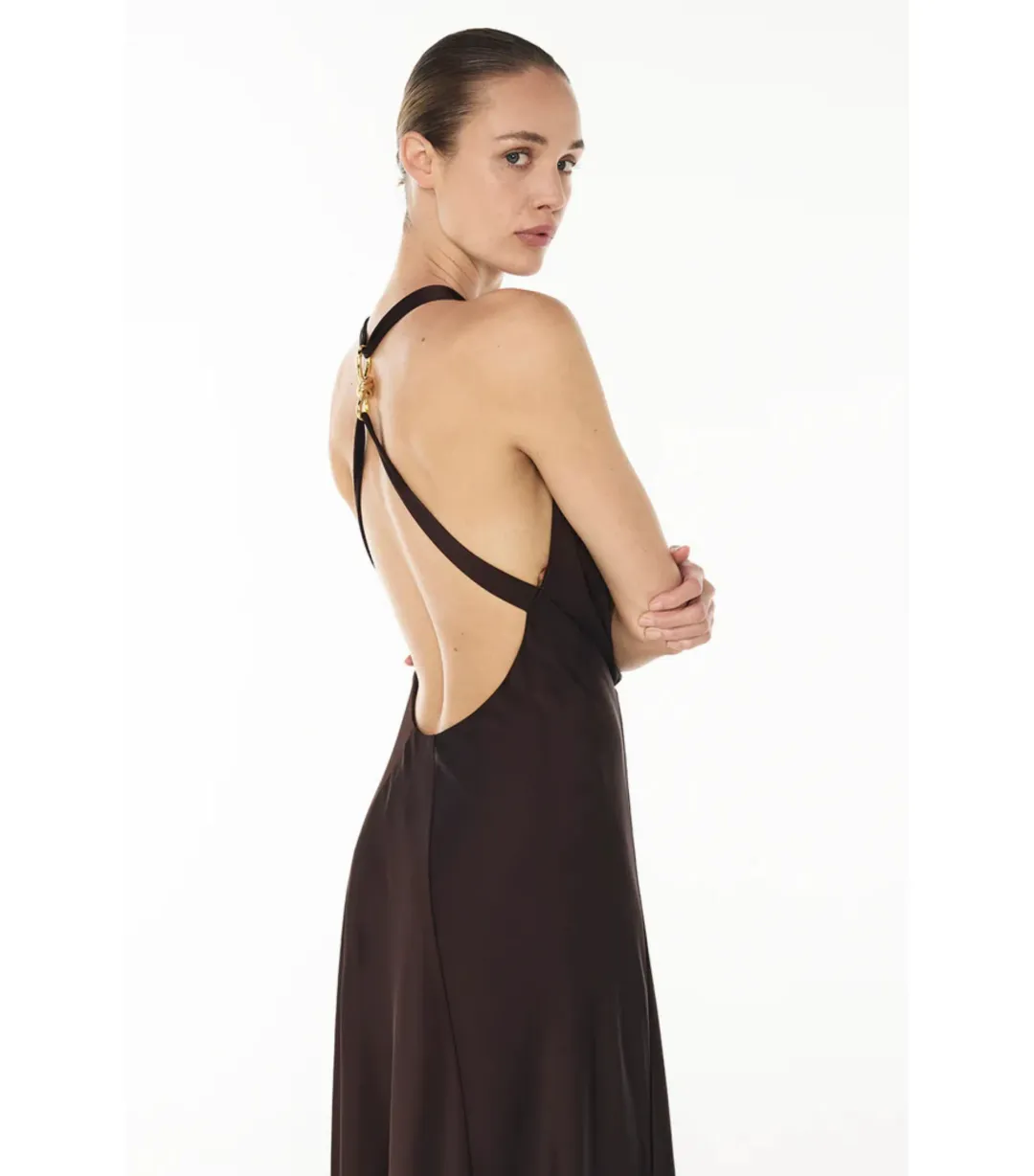 Manning Cartell Charmed Cowl Slip Maxi Dress in Dark Chocolate Brown AU 6 for rent on The Volte - main image