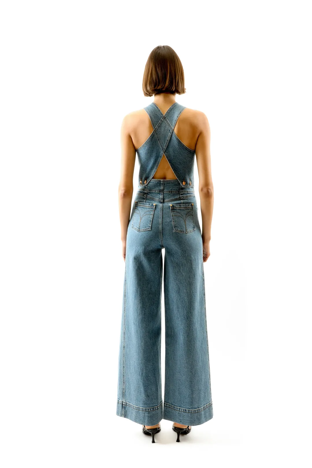 ALICE By Alice McCall Maverick Jumpsuit Light Blue Denim in Size AU 8 for rent on The Volte - main image