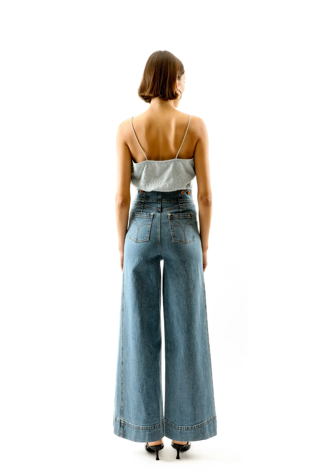 ALICE By Alice McCall Maverick Jumpsuit Light Blue Denim in Size AU 8 for rent on The Volte - main image