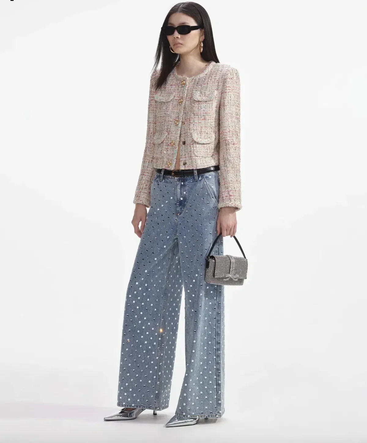 Self Portrait Pastel Boucle Boxy Jacket Multi Size UK / AU 4 - Image 4