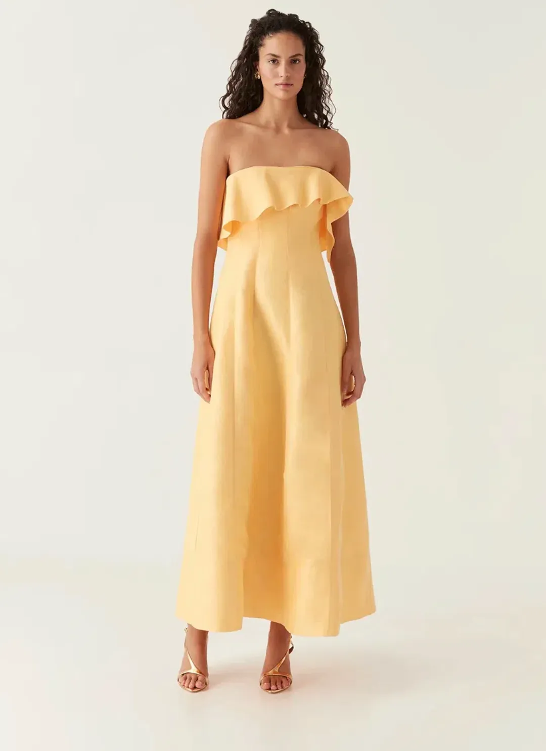 Aje Shallows Strapless Midi Gown in Marigold Yellow Size 10 for rent on The Volte - main image