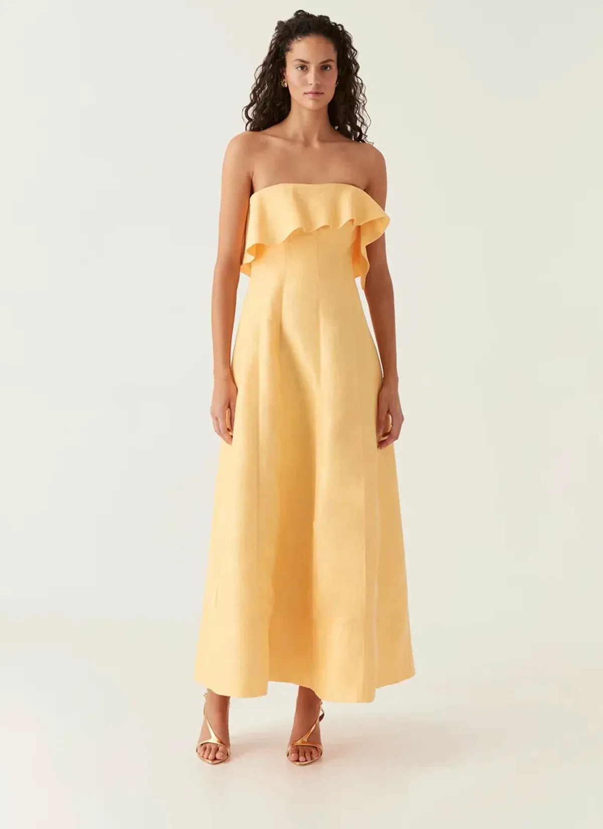 Aje Shallows Strapless Midi Gown in Marigold Yellow Size 10 - Image 3