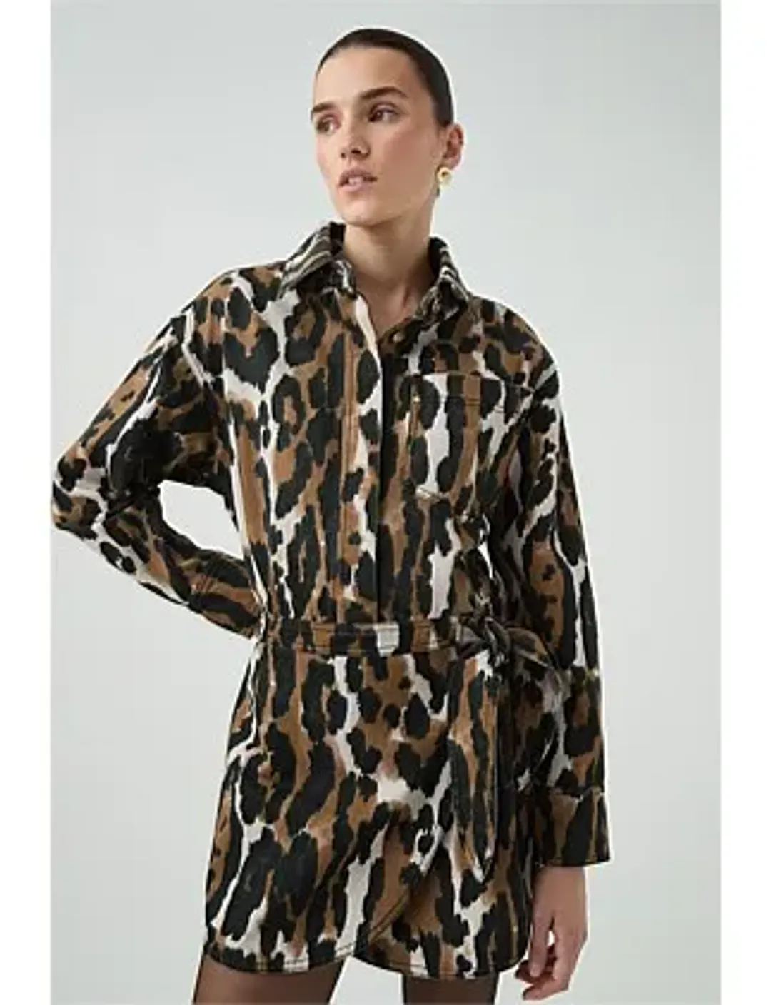 Aje Sienna Shirt Dress Animal Print Size 6 for rent on The Volte - main image
